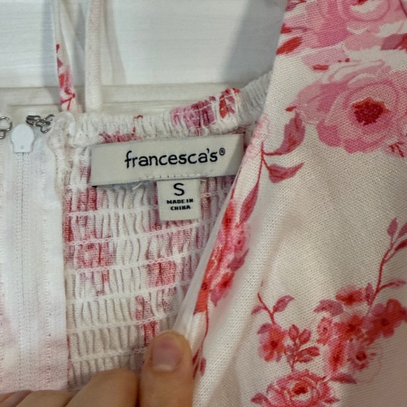 Floral Pink and White Dress with Slit - Picture 10 of 10